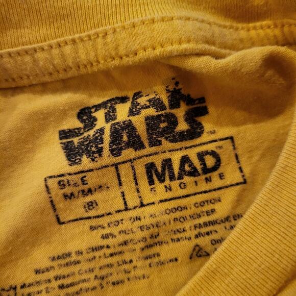 Star Wars Yellow Kids Medium Tshirt Cotton Blend Short Sleeve - Picture 4 of 5